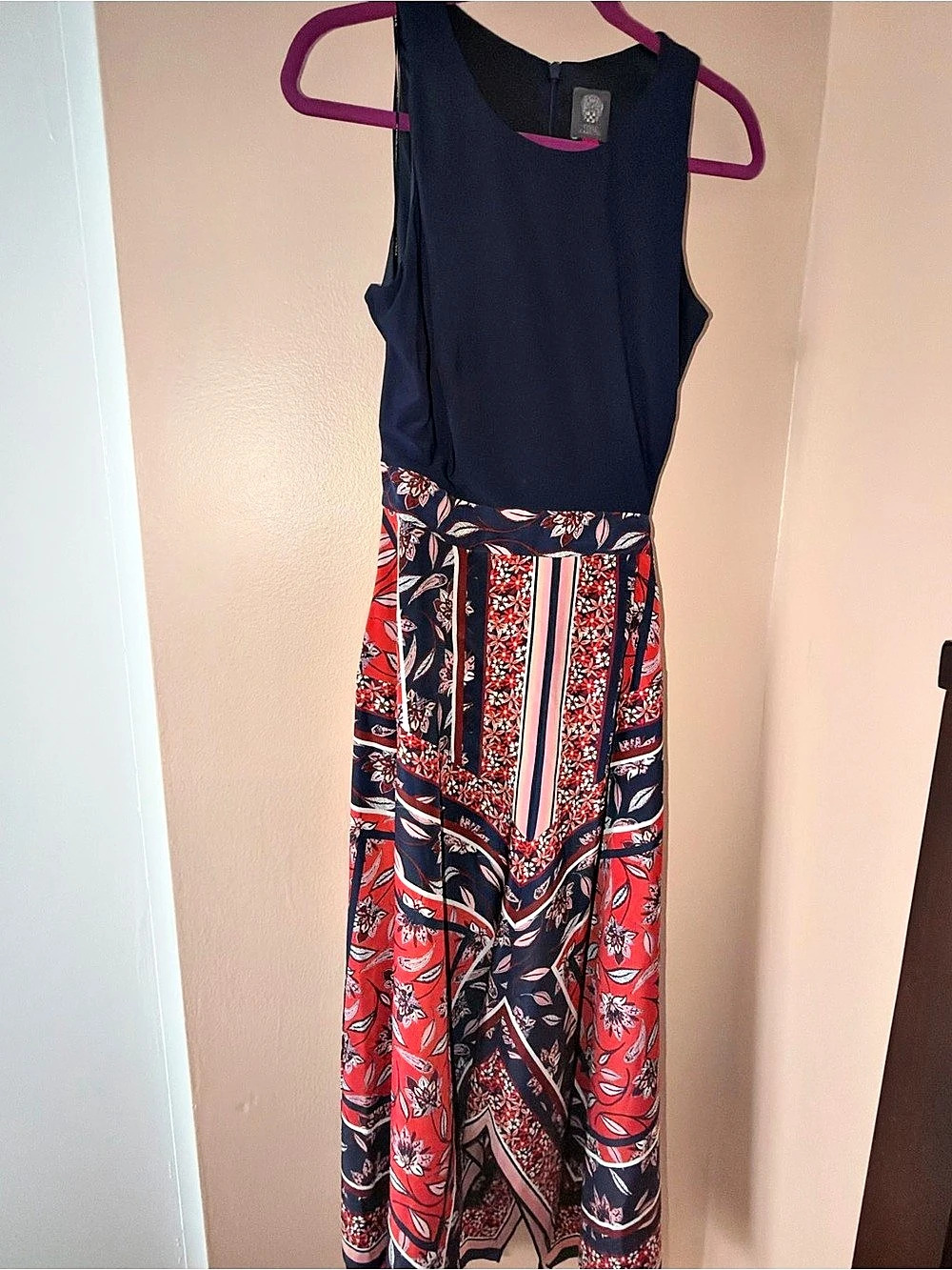 Vince Camuto Paisley Maxi Dress in Red & Black